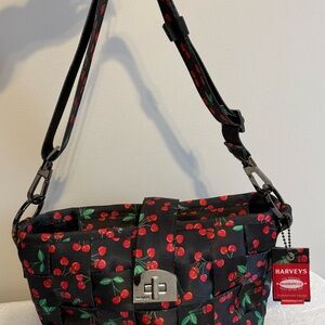 Harveys Black Cherry Print Women's Bag with Matching Wallet